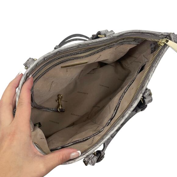 Brahmin Mini Asher Tote Satchel Bag Melbourne Gray Croc Embossed - Picture 10 of 13